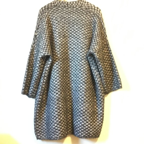MaxSport Heavy Cozy Checkered Long Open Sweater Cardigan - Picture 8 of 16